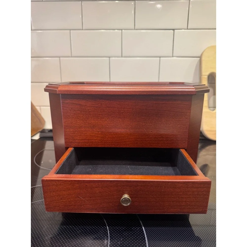 Vintage Bombay Company Wooden Desk Organizer/Jewelry Mahogany Finish Drawer